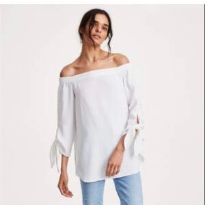 Club Monaco Sophiya Off-Shoulder White tunic Top